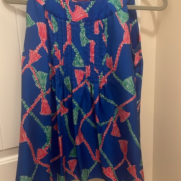 Lilly Pulitzer Silk Blue Tassel Print Sleeveless Top Size XS - Picture 2 of 5
